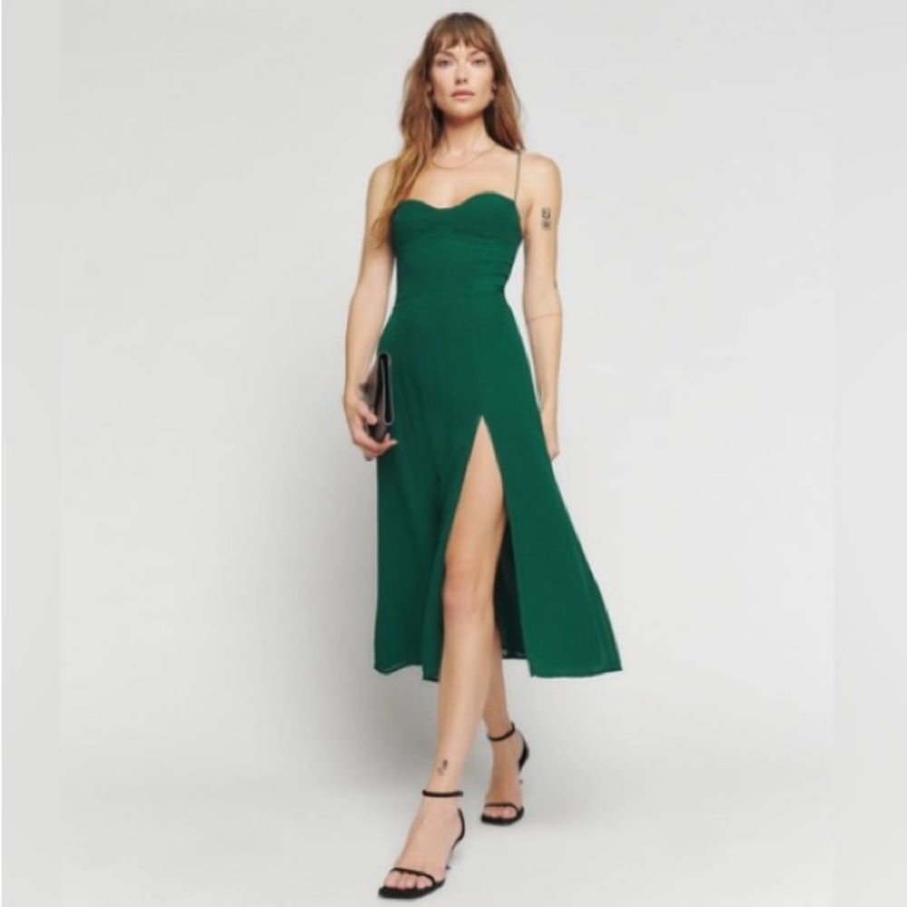 Reformation Juliette Dress in Emerald